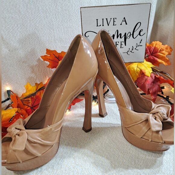 Yves Saint Laurent Paris Platform Heel Authentic Rive Gauche Lambskin Trim EUC - Picture 5 of 17